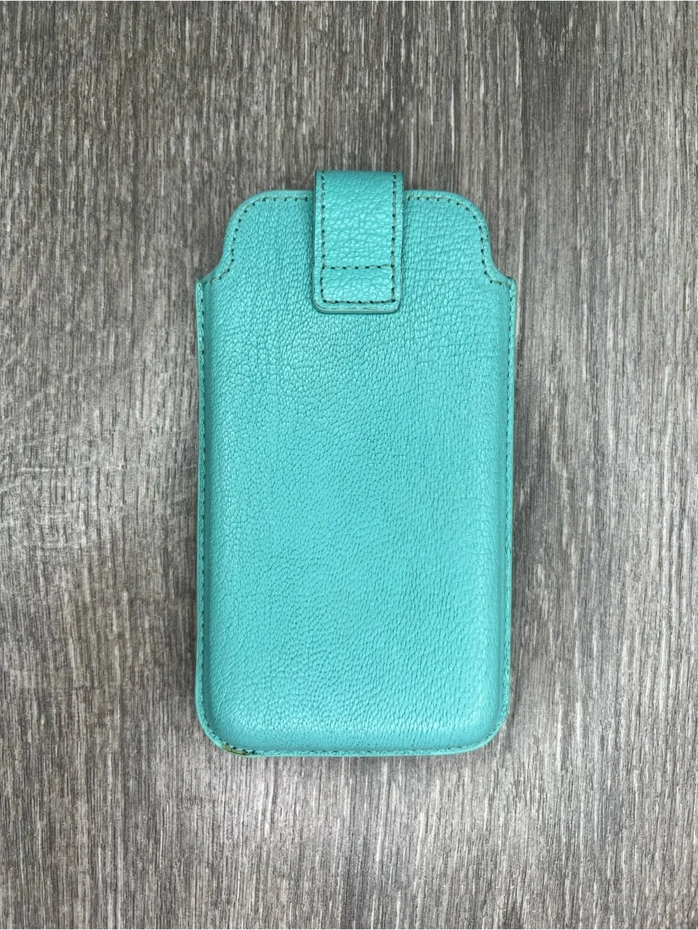 Tiffany & Co. Signature Blue Leather Phone Sleeve with Pull-Tab